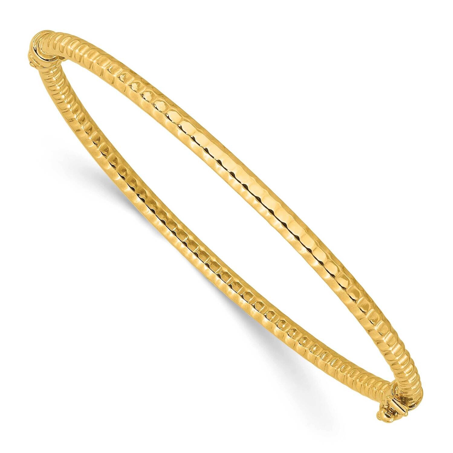 Textured Hinged Bangle Bracelet 14k Polished Gold DB726, MPN: DB726, 196904171523