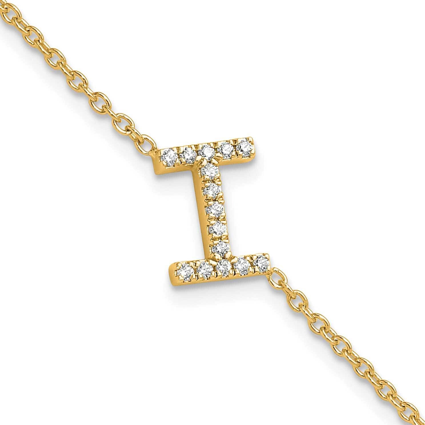 Diamond Sideways Letter I 1 Inch Extender Bracelet 14k Gold BM9951I-018-YA, MPN: BM9951I-018-YA,