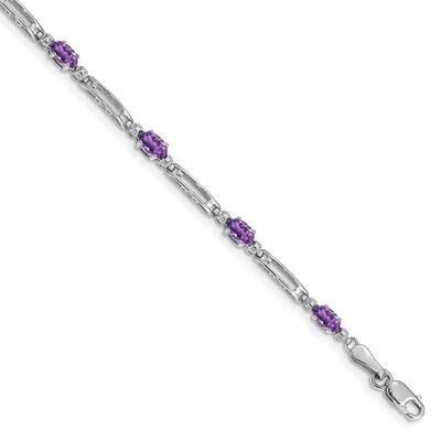 Diamond Amethyst Bracelet 7 Inch 10k White Gold BM4492-AM-001-1WA, MPN: BM4492-AM-001-1WA, 88677412…