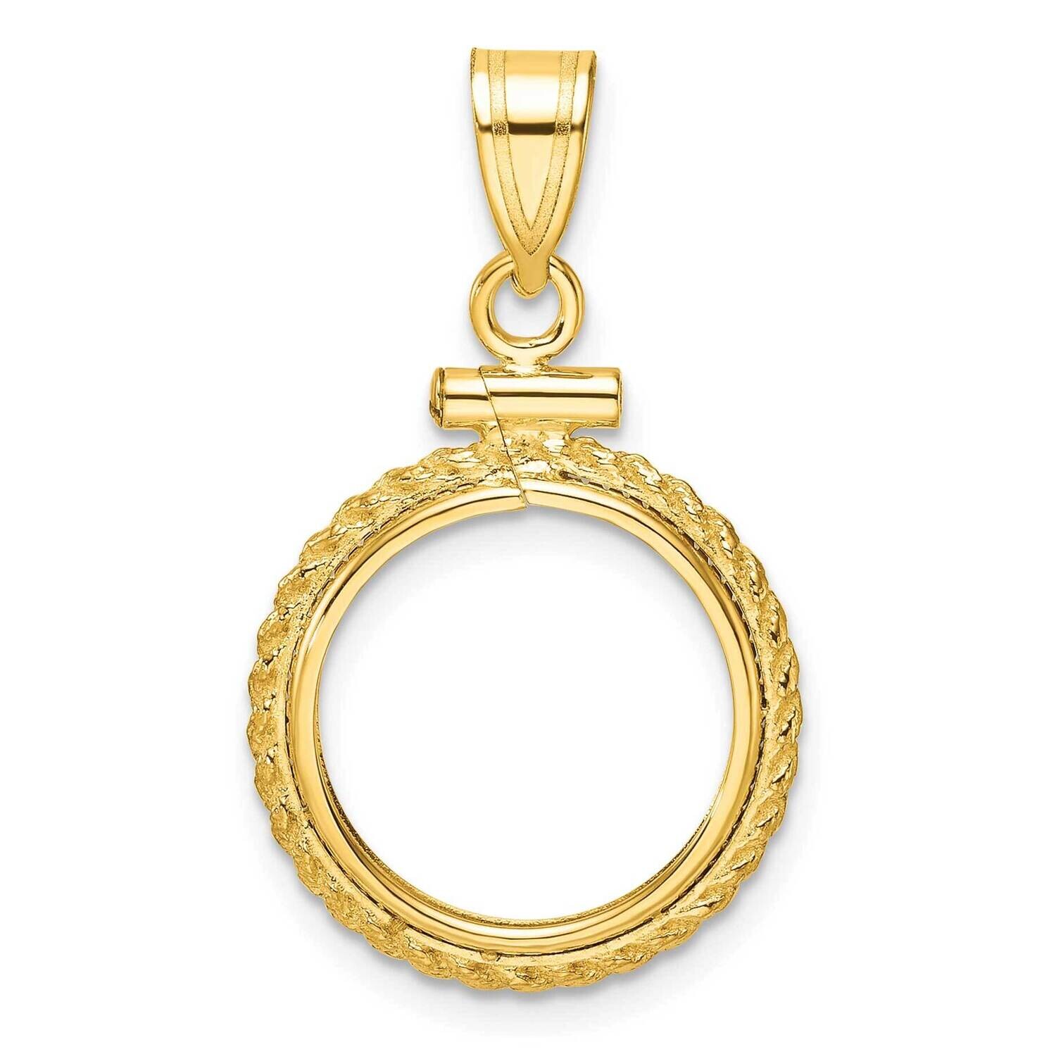 Polished Casted Rope Screw Top 14.0mm X 1.1mm Coin Bezel Pendant 14k Gold C8195/14.0, MPN: C8195/14…