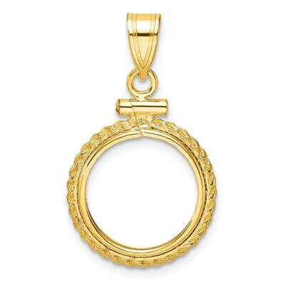Polished Casted Rope Screw Top 14.0mm X 1.1mm Coin Bezel Pendant 14k Gold C8195/14.0, MPN: C8195/14…
