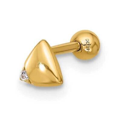 18 Gauge Polished CZ Triangle Cartilage Stud 14k Gold BD246, MPN: BD246,