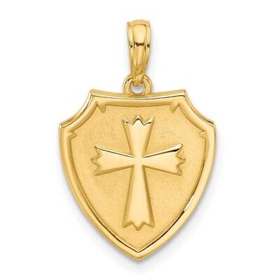Fancy Shield Cross Charm 14k Gold D5534 by Men&#39;s Jewelry and Accessories, MPN: D5534, 196904170731