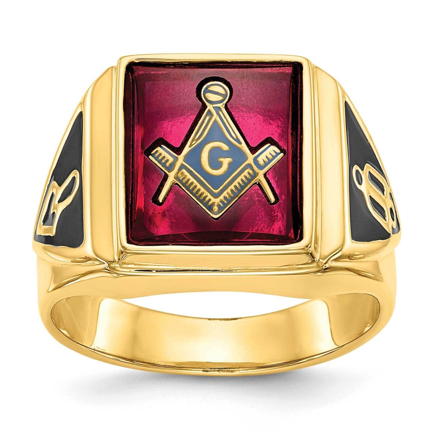 Men's Polished Textured Masonic Ring Mounting 10k Gold 10Y1576