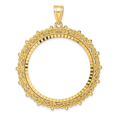 Fancy Diamond-Cut Prong 32.7mm Coin Bezel Pendant 14k Gold C8188/32.7, MPN: C8188/32.7,