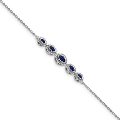 Marquise Sapphire Bracelet 7 Inch 14k White Gold BM7200-SA-W, MPN: BM7200-SA-W, 886774130071