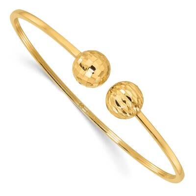 Diamond Cut Ball Flexible Cuff Bangle Bracelet 14k Polished Gold DB738, MPN: DB738,