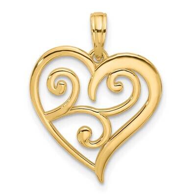 Fancy Heart Charm 14k Gold D5501, MPN: D5501,
