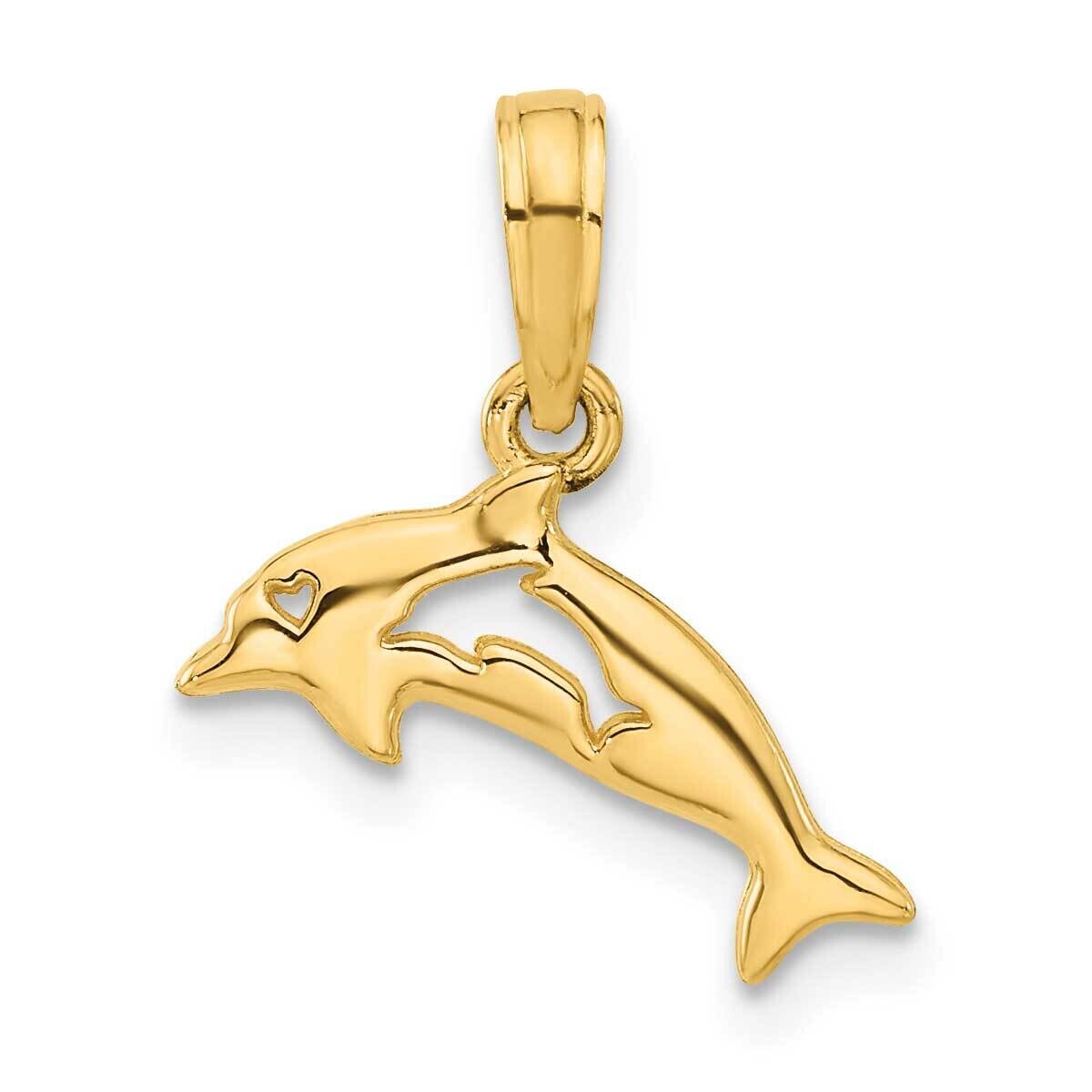 Dolphin Cut-Out Baby Dolphin Pendant 14k Polished Gold D5414, MPN: D5414,
