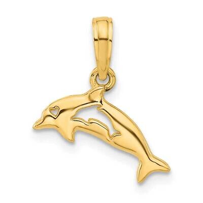 Dolphin Cut-Out Baby Dolphin Pendant 14k Polished Gold D5414, MPN: D5414,
