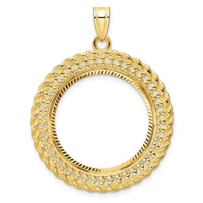 Diamond-Cut Heart &amp; Rope Prong 22.0mm Coin Bezel Pendant 14k Gold C8189/22.0, MPN: C8189/22.0,