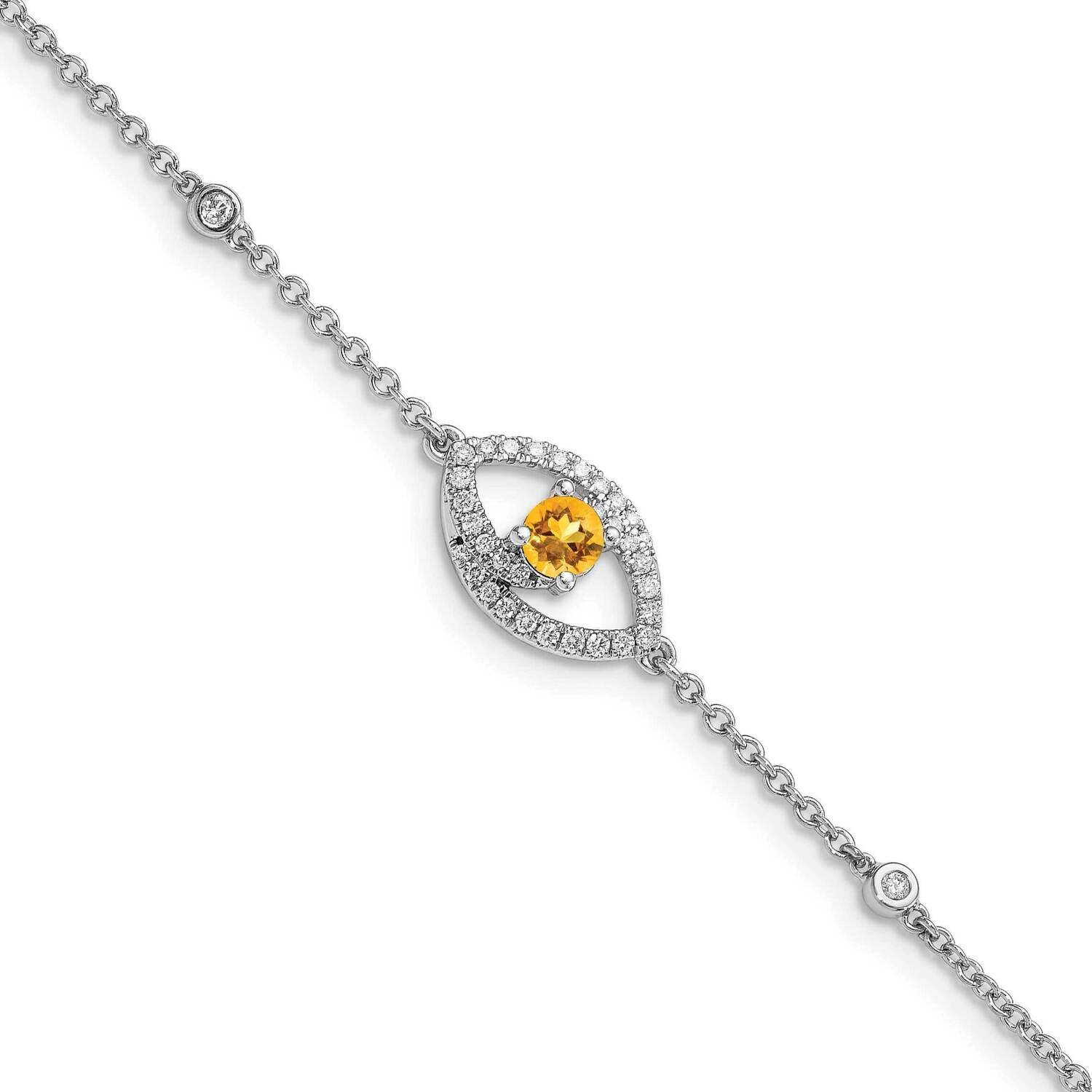 Polished Diamond Citrine 7 Inch Bracelet 14k White Gold BM6896-CI-020-WA, MPN: BM6896-CI-020-WA, 88…