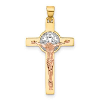 White Rhodium Crucifix St Benedict Pendant 14k Two-Tone Gold C4972 by Men&#39;s Jewelry and Accessories…