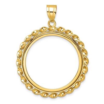 Polished Twisted Wire Prong 27.0mm Coin Bezel Pendant 14k Gold C8180/27.0, MPN: C8180/27.0,
