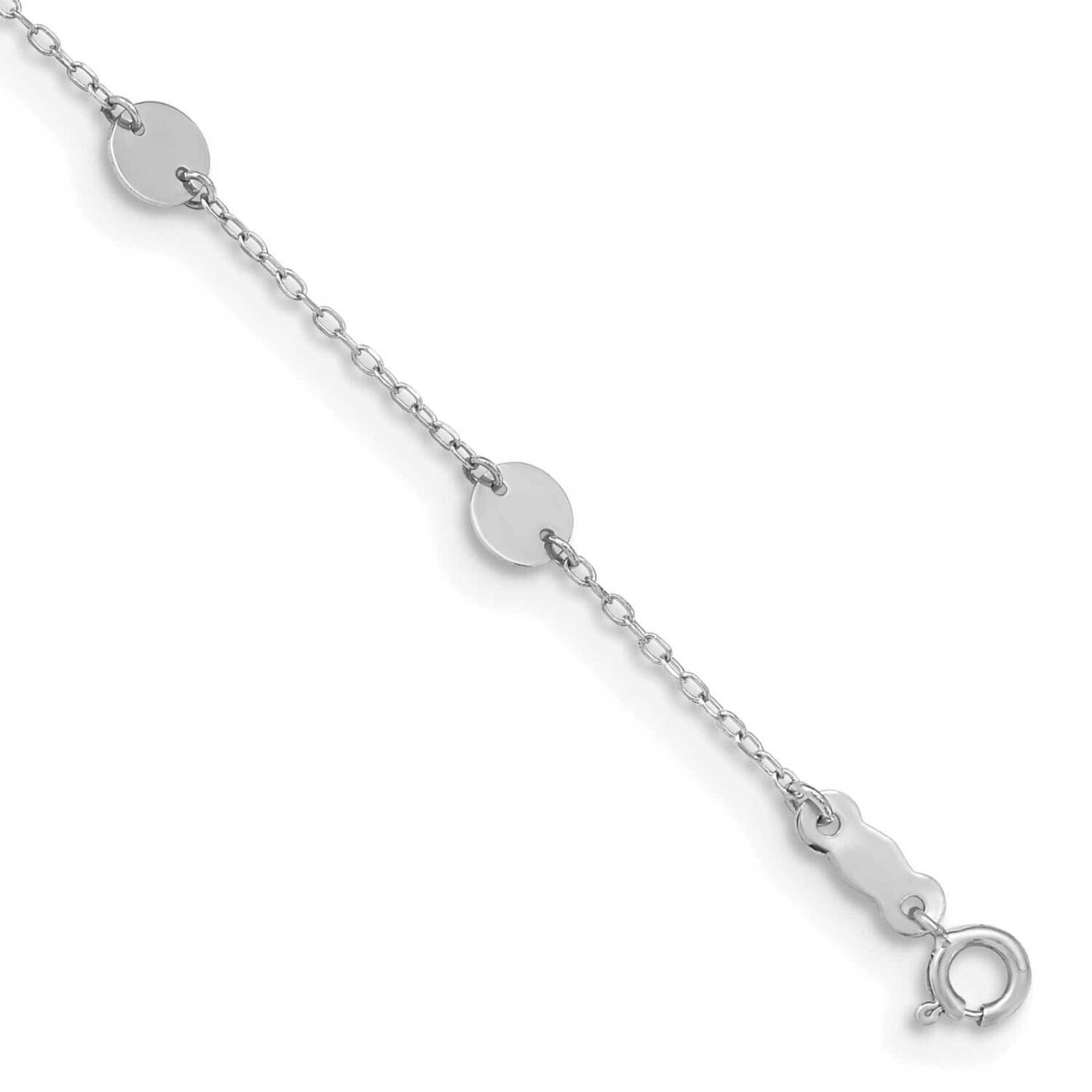 Polished Disc 9 Inch Plus 1 Inch Extender Anklet 14k White Gold ANK195W-9, MPN: ANK195W-9, 19690409…