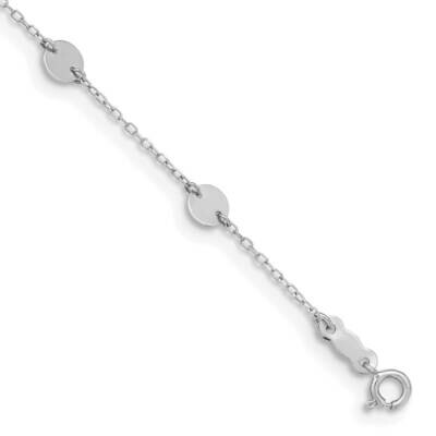 Polished Disc 9 Inch Plus 1 Inch Extender Anklet 14k White Gold ANK195W-9, MPN: ANK195W-9, 19690409…