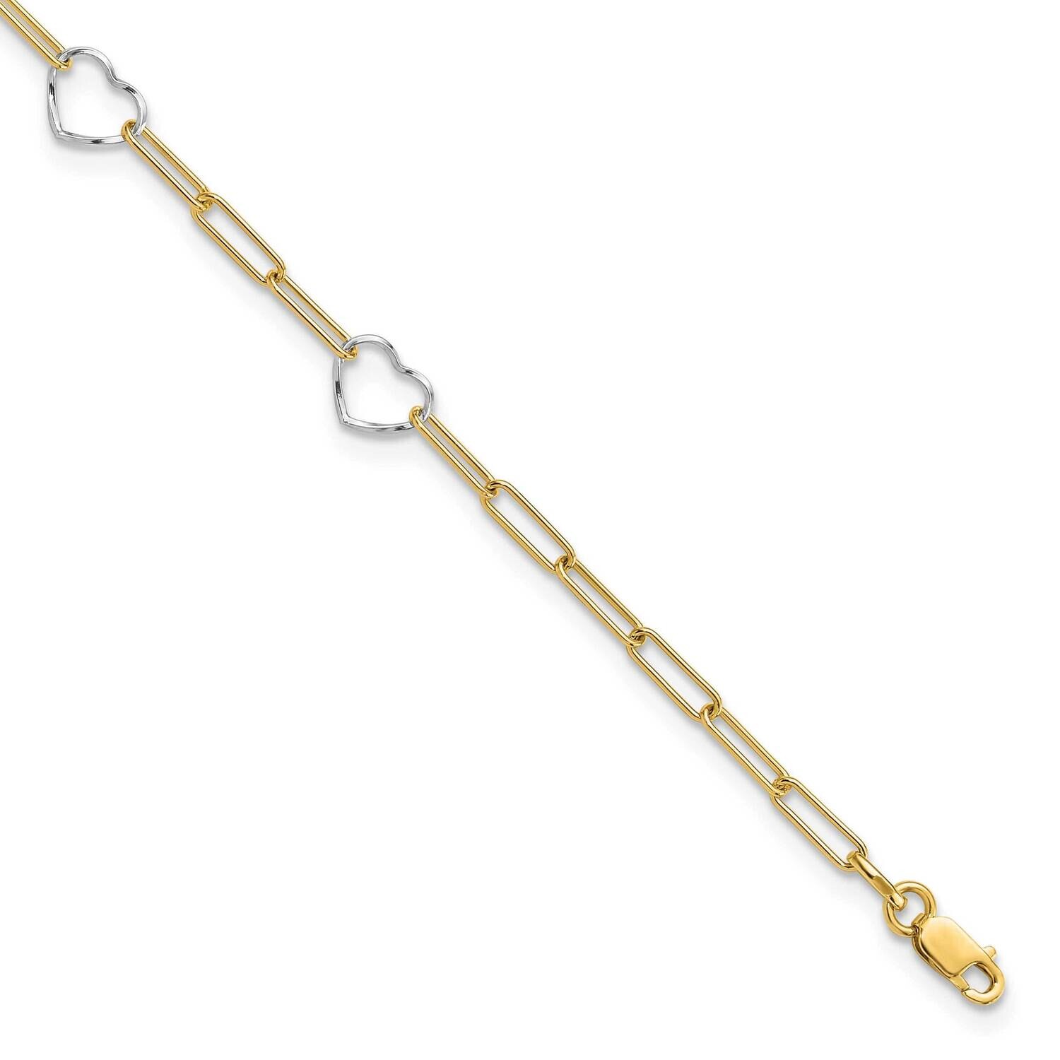 Paperclip Link Heart 9 Inch Plus 1 Inch Extender Anklet 14k Two-Tone Gold ANK335-9, MPN: ANK335-9, …