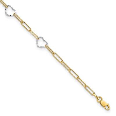 Paperclip Link Heart 9 Inch Plus 1 Inch Extender Anklet 14k Two-Tone Gold ANK335-9, MPN: ANK335-9, …