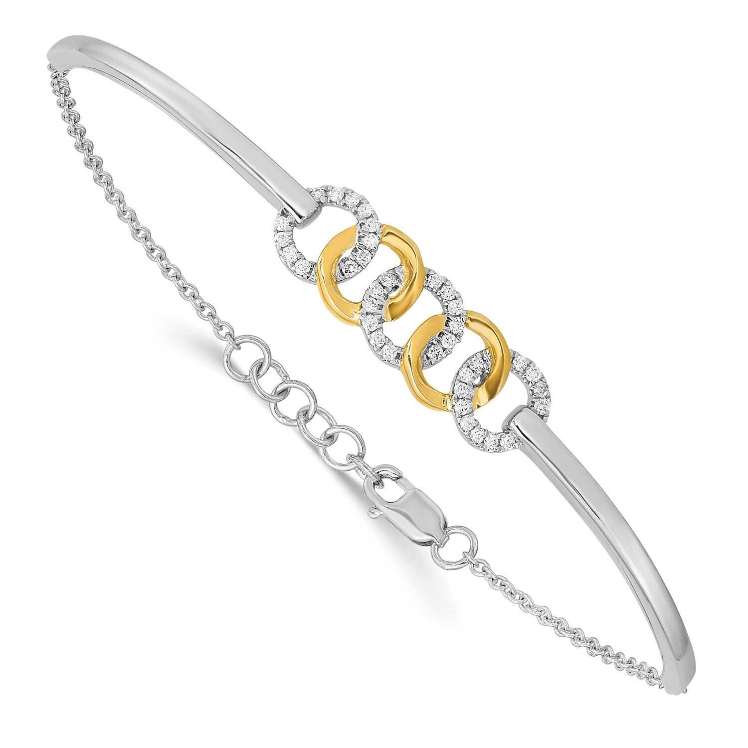 Polished Diamond Circles Bar 7 Inch .5 Inch Extension Bracelet 14k Two-Tone Gold BM6906-020-WYA, MP…