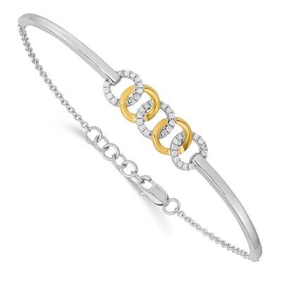Polished Diamond Circles Bar 7 Inch .5 Inch Extension Bracelet 14k Two-Tone Gold BM6906-020-WYA, MP…
