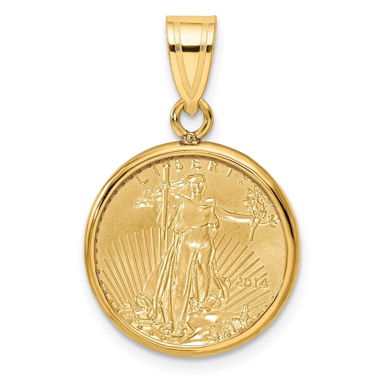 Polished Prong Mounted 1/10Oz American Eagle Coin Bezel Pendant 14k Gold C1801/16.5C, MPN: C1801/16…