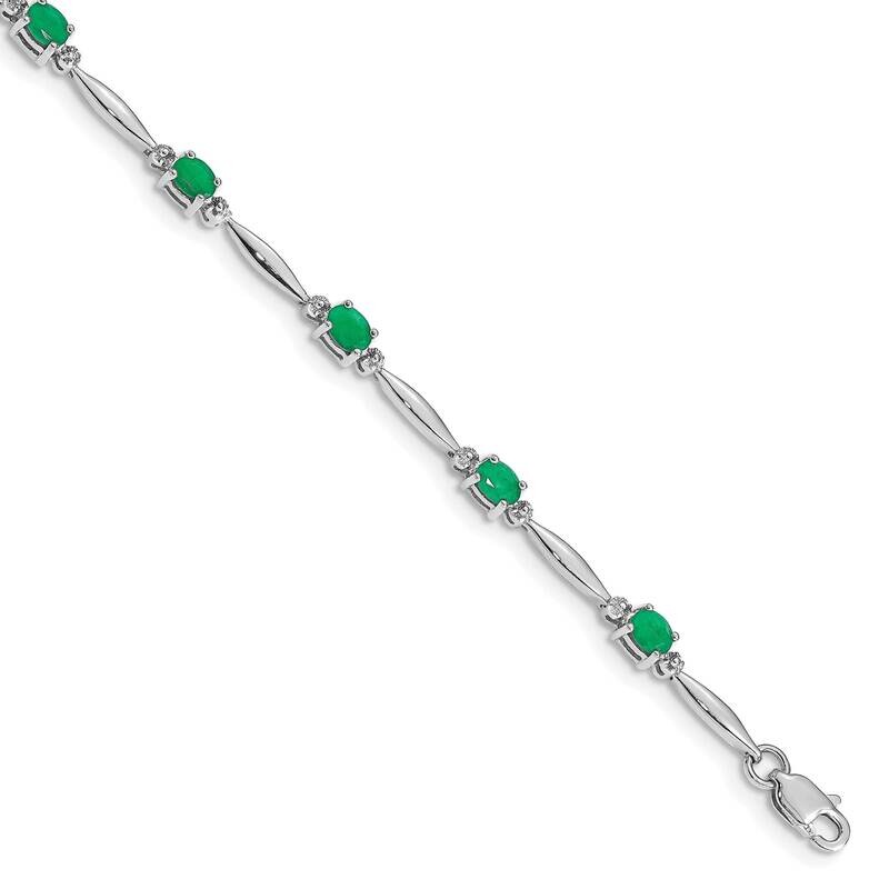 Diamond Emerald Bracelet 7 Inch 10k White Gold BM4484-EM-001-1WA, MPN: BM4484-EM-001-1WA, 886774128…