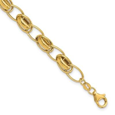 Textured Fancy Link Bracelet 7.5 Inch 14k Polished Gold FB2005-7.5, MPN: FB2005-7.5,