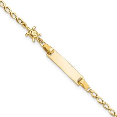 Turtle Children&#39;s Id Bracelet 6 Inch 14k Polished Gold BID129-6, MPN: BID129-6,