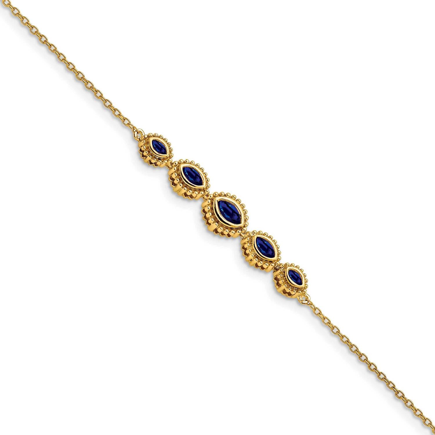 Marquise Sapphire Bracelet 7 Inch 14k Gold BM7200-SA-Y, MPN: BM7200-SA-Y, 886774130088