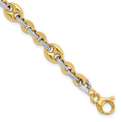 Polished Fancy Link 7.5 In Bracelet 7.5 Inch 14k Two-Tone Gold FB2027-7.5, MPN: FB2027-7.5,