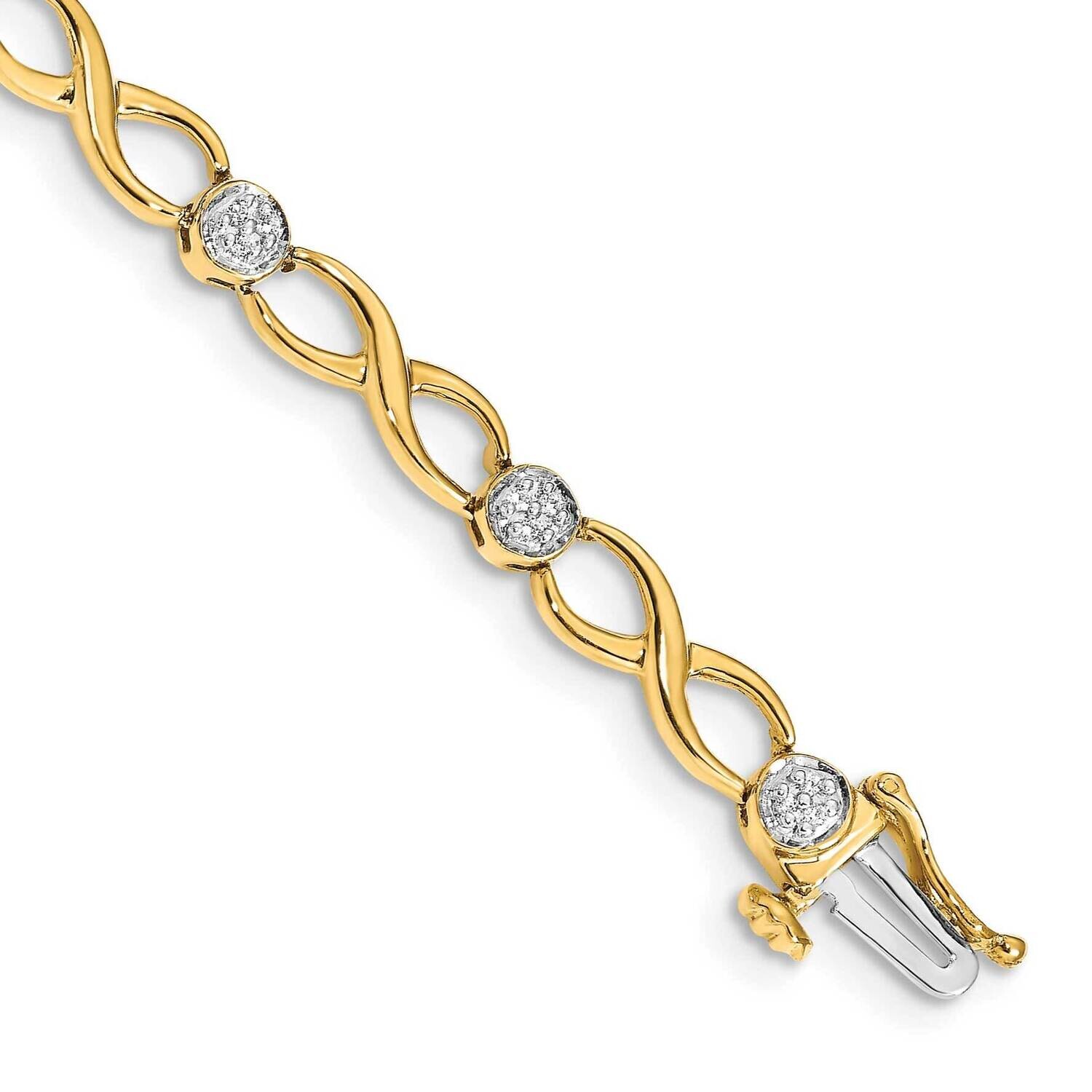 Diamond Infinity Bracelet 7 Inch 10k Gold BM4631-013-1YA, MPN: BM4631-013-1YA,