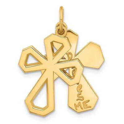 Fancy Two Cross God Loves Me Charm 14k Gold D5441 by Men&#39;s Jewelry and Accessories, MPN: D5441,