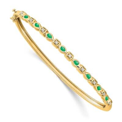 Emerald Diamond Bangle 14k Gold BM7222-EM-011-YA, MPN: BM7222-EM-011-YA, 886774130170
