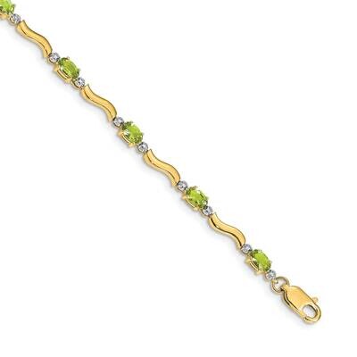 Fancy Diamond Peridot Bracelet 7 Inch 10k Gold BM4493-PE-001-1YA, MPN: BM4493-PE-001-1YA, 886774129…