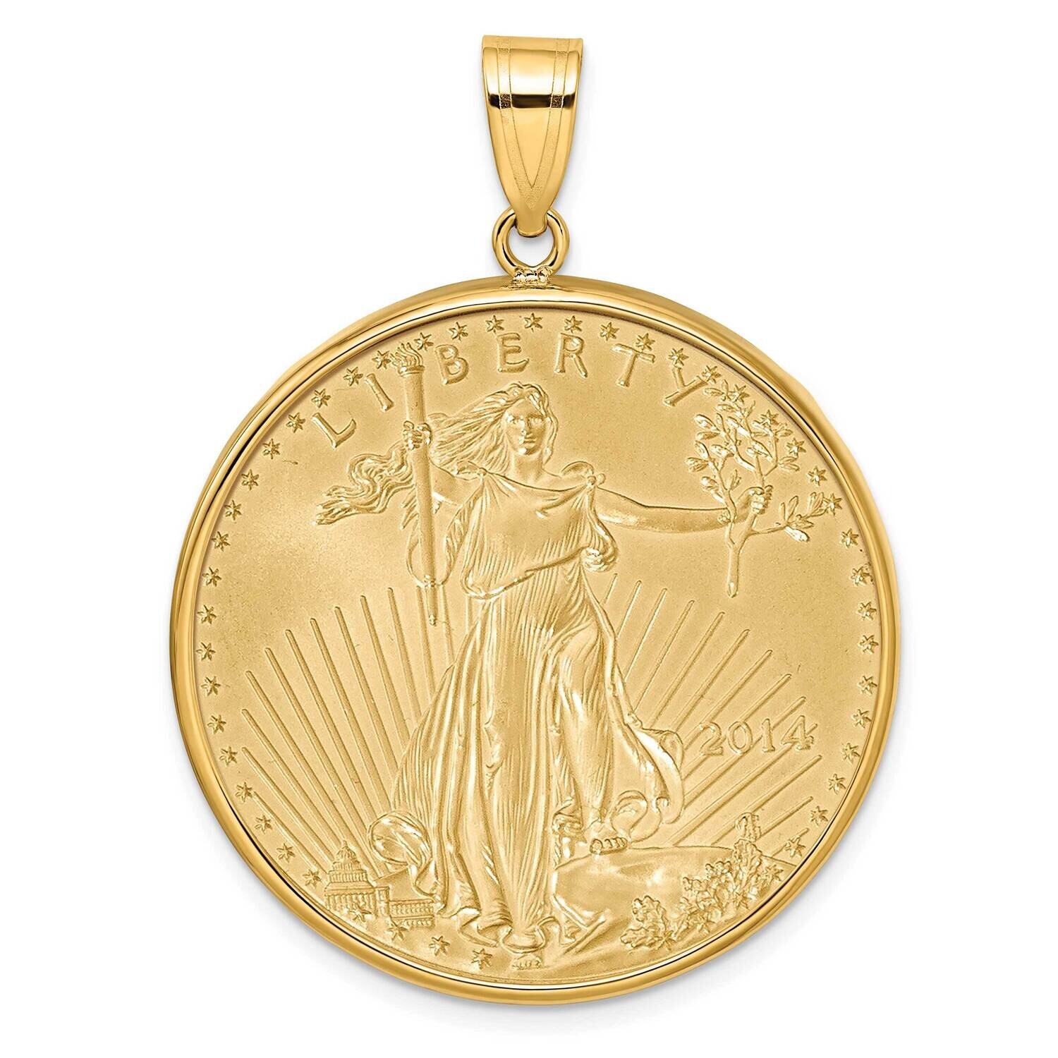 Polished Prong Mounted 1Oz American Eagle Coin Bezel Pendant 14k Gold C1801/32.7C, MPN: C1801/32.7C,