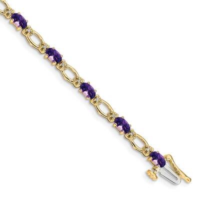 Diamond Amethyst Bracelet 7 Inch 14k Gold BM4491-AM-010-YA, MPN: BM4491-AM-010-YA,