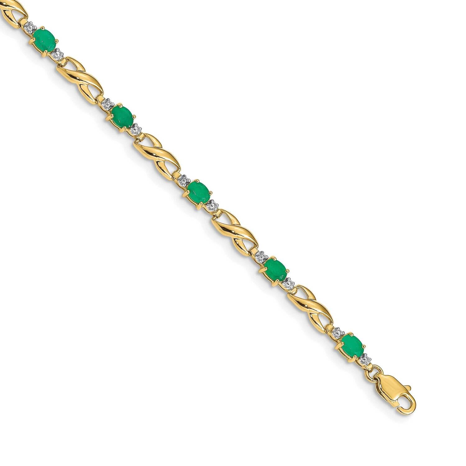 Diamond Oval Emerald Bracelet 7 Inch 10k Gold BM4477-EM-001-1YA, MPN: BM4477-EM-001-1YA, 8867741287…