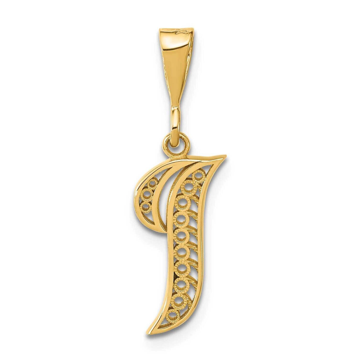 Polished Script Filigree Letter I Initial Pendant 14k Gold C569I, MPN: C569I, 196904085134