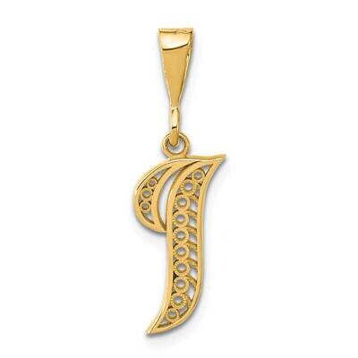 Polished Script Filigree Letter I Initial Pendant 14k Gold C569I, MPN: C569I, 196904085134