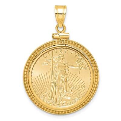 Polished Beaded Screw Top Mounted 1/4Oz American Eagle Coin Bezel Pendant 14k Gold C8184/22.0C, MPN…