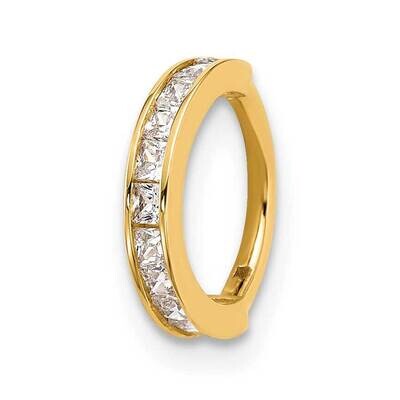 18 Gauge Polished CZ Hinged Cartilage Ring 14k Gold BD277, MPN: BD277,