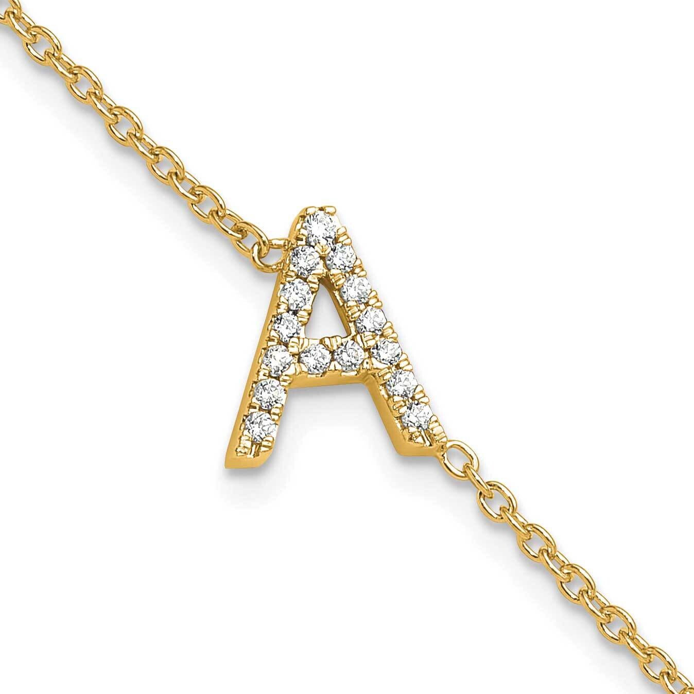Diamond Sideways Letter A 1 Inch Extender Bracelet 14k Gold BM9951A-019-YA, MPN: BM9951A-019-YA,