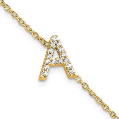 Diamond Sideways Letter A 1 Inch Extender Bracelet 14k Gold BM9951A-019-YA, MPN: BM9951A-019-YA,