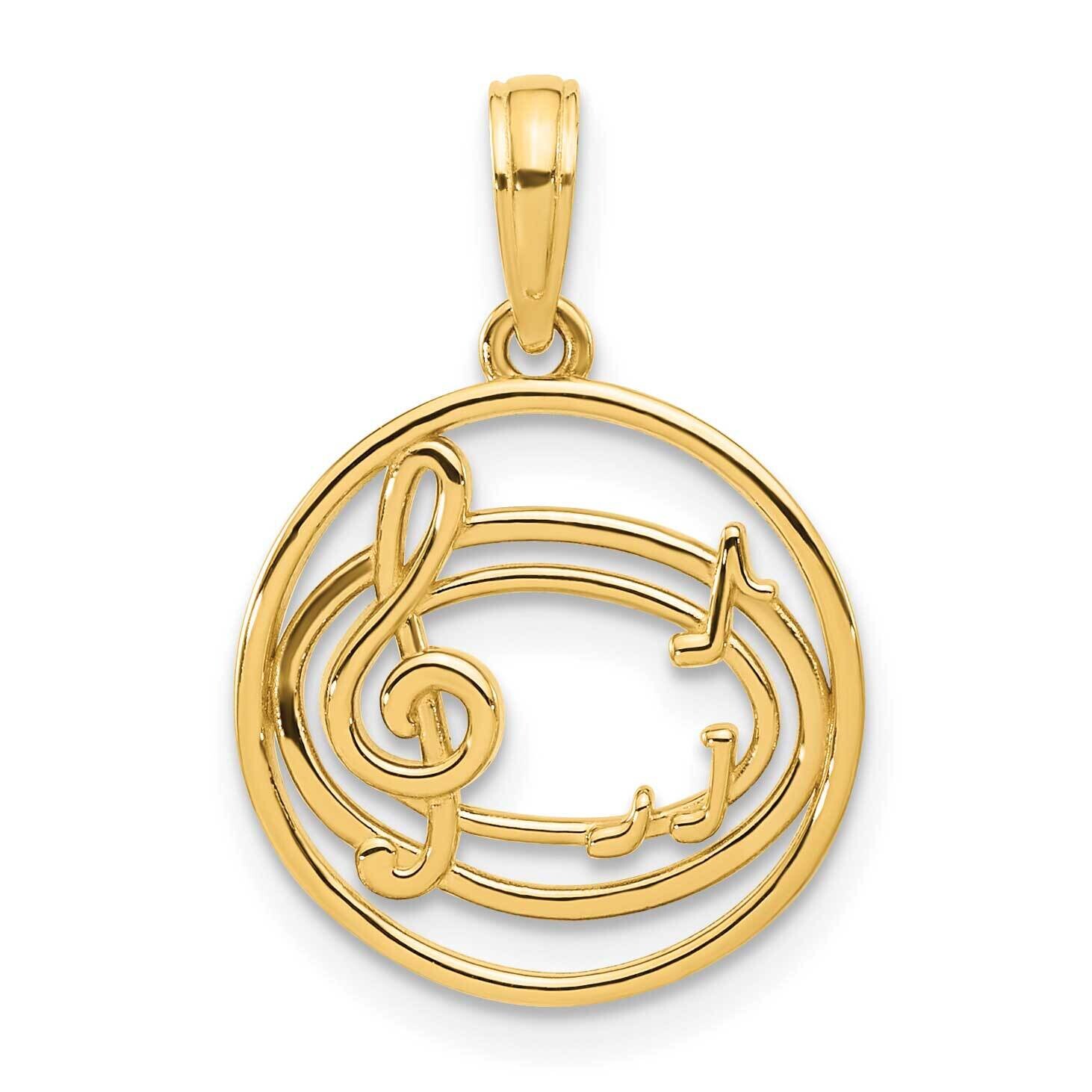 Music Notes In Circle Pendant 14k Polished Gold D5368 by Men&#39;s Jewelry and Accessories, MPN: D5368,…
