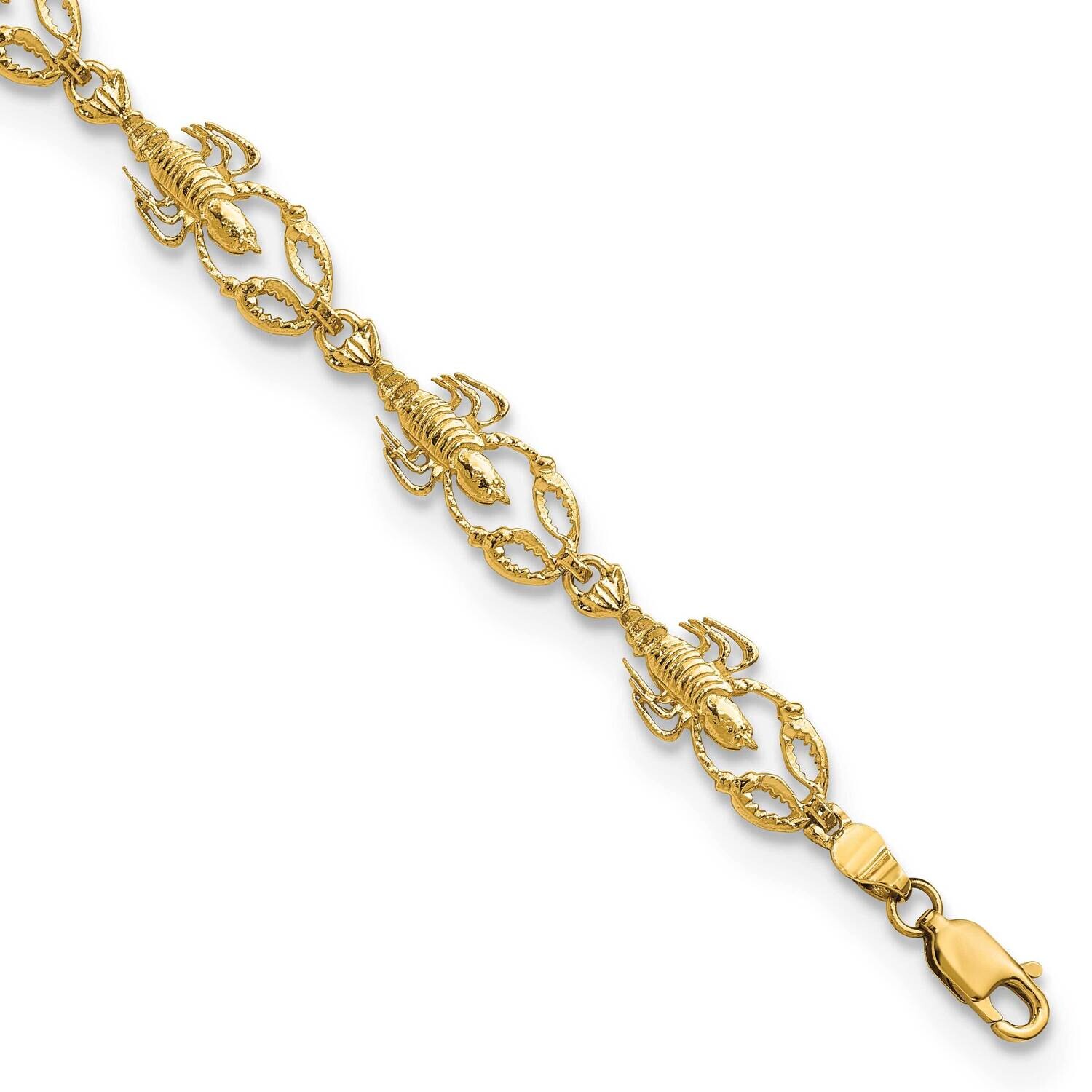 Textured Lobster 7.5 Inch Bracelet 14k Gold FB1697-7.5, MPN: FB1697-7.5, 883957945989