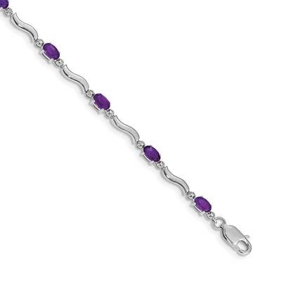Diamond Amethyst Bracelet 7 Inch 10k White Gold BM4493-AM-001-1WA, MPN: BM4493-AM-001-1WA,