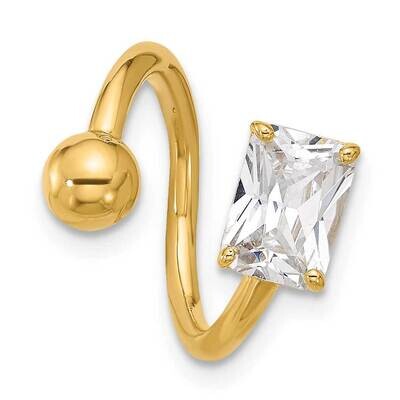 14 Gauge Polished CZ Cartilage Ring 14k Gold BD275, MPN: BD275,