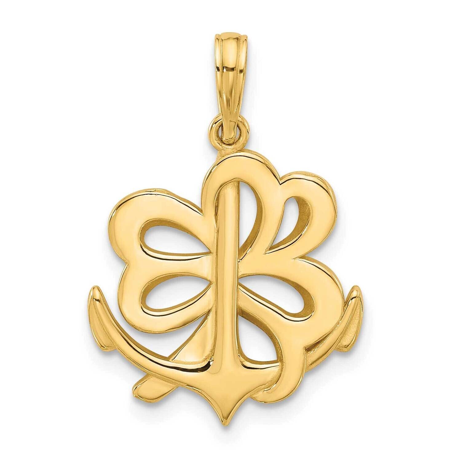 Anchor Clover Charm 14k Polished Gold D5547, MPN: D5547,