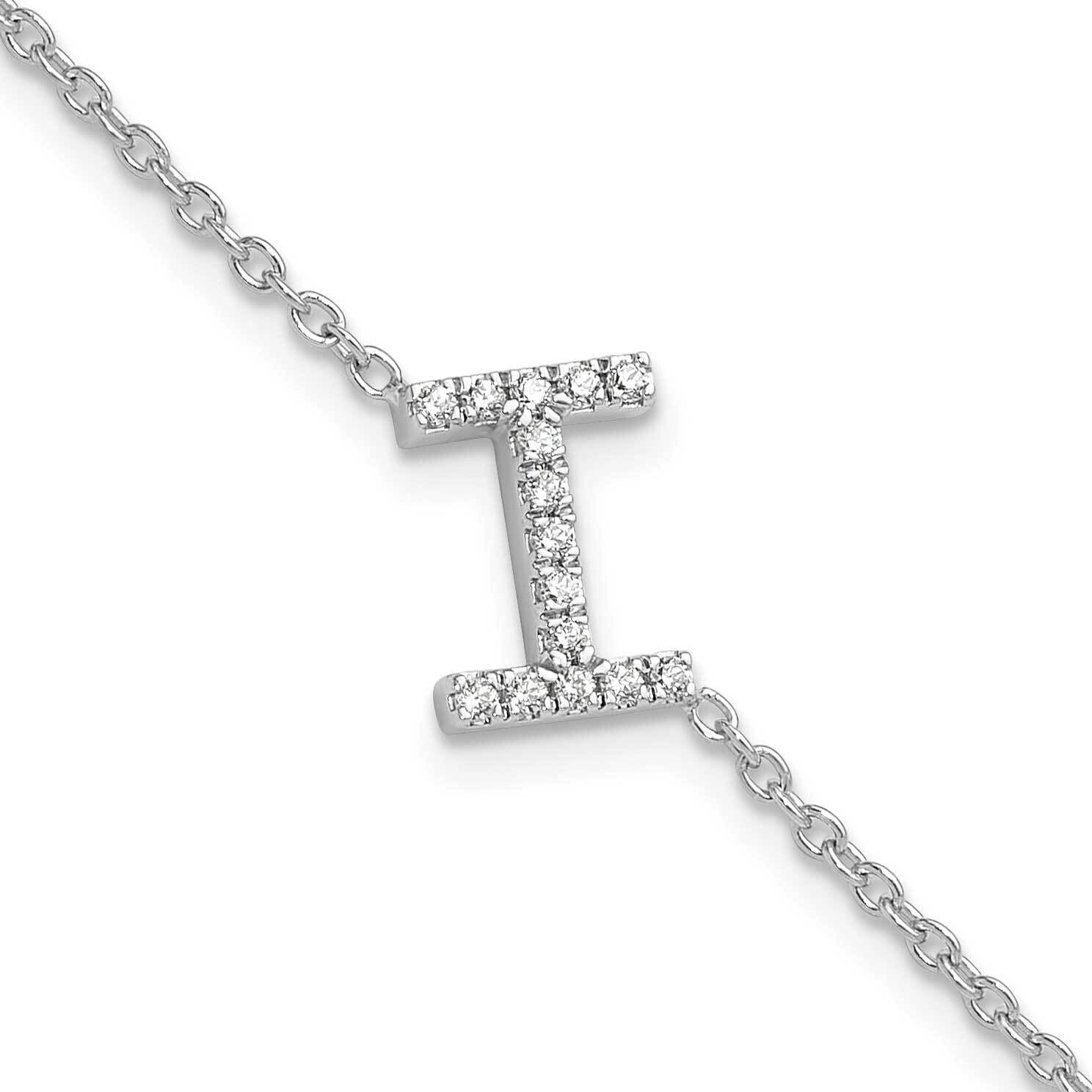 Diamond Sideways Letter I 1 Inch Extender Bracelet 14k White Gold BM9951I-018-WA