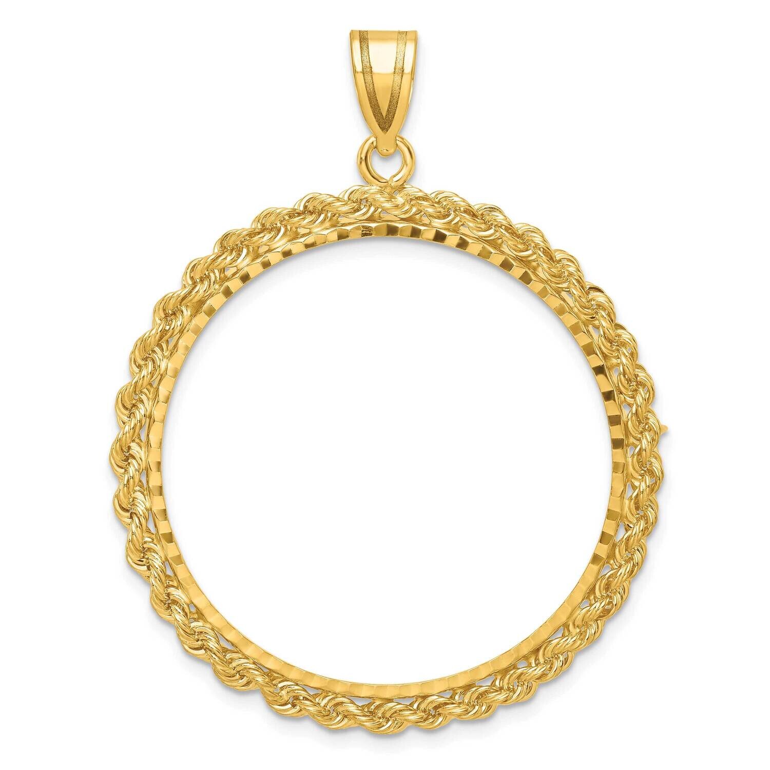 Diamond-Cut Rope Prong 32.0mm Coin Bezel Pendant 14k Gold C8178/32.0, MPN: C8178/32.0,